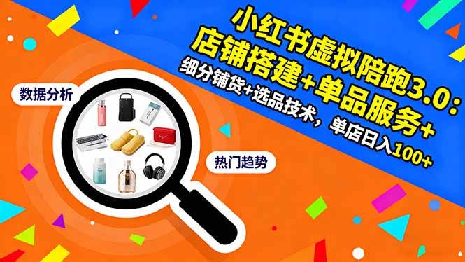 （16451期）小红书虚拟陪跑3.0：店铺搭建+单品服务+细分铺货+选品技术，单店日入100+众成网-学无止境-中创网zibi