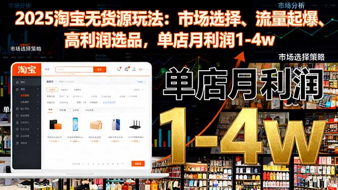 （16445期）2025淘宝无货源玩法：市场选择、流量起爆、高利润选品，单店月利润1-4w众成网-学无止境-中创网zibi