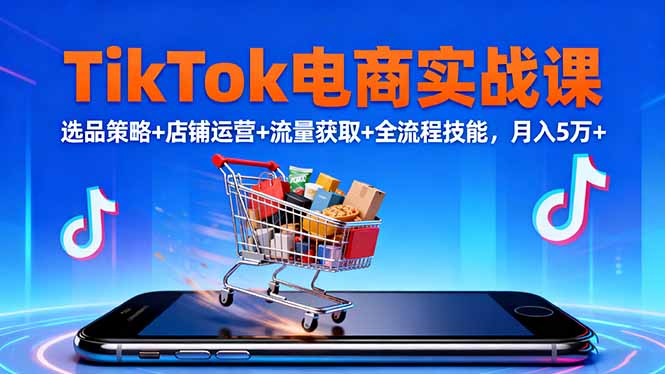 （16422期）TikTok电商实战课10月，选品策略+店铺运营+流量获取+全流程技能，月入5万+众成网-学无止境-中创网zibi