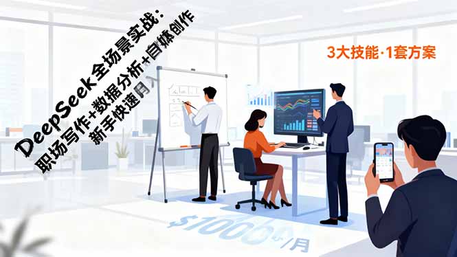 （16418期）DeepSeek全场景实战：职场写作+数据分析+自媒体创作，新手快速月入过万众成网-学无止境-中创网zibi