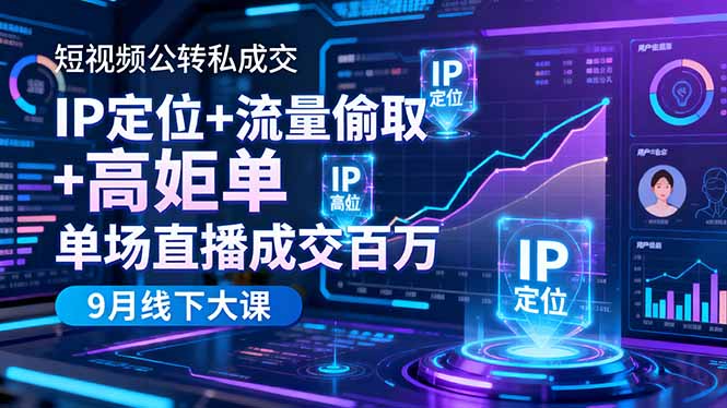 （16406期）短视频公转私成交9月线下大课，IP定位+流量偷取+高客单，单场直播成交百万众成网-学无止境-中创网zibi