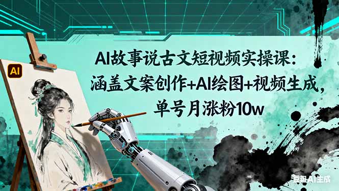 （16369期）AI故事说古文短视频实操课：涵盖文案创作+AI绘图+视频生成，单号月涨粉10w众成网-学无止境-中创网zibi