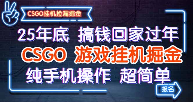 (16343期)25年底搞钱回家过年,CSGO游戏挂机掘金,纯手机操作超简单众成网-学无止境-中创网zibi