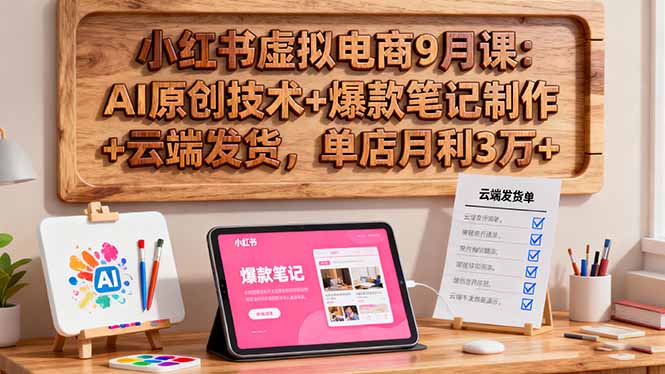 (16287期)小红书虚拟电商9月课:AI原创技术+爆款笔记制作+云端发货,单店月利3万+众成网-学无止境-中创网zibi