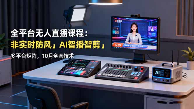 (16279期)全平台无人直播课程:非实时防风+AI智播智剪+多平台矩阵,10月全套技术众成网-学无止境-中创网zibi