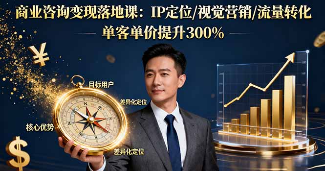 （16249期）商业咨询变现落地课：IP定位/视觉营销/流量转化，单客单价提升300%众成网-学无止境-中创网zibi