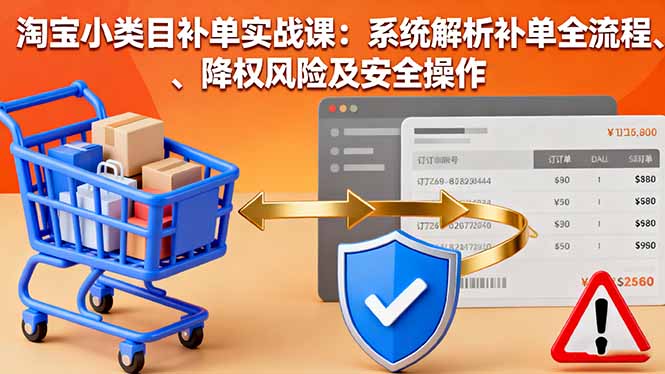 （16239期）淘宝小类目补单实战课：系统解析补单全流程、降权风险及安全操作众成网-学无止境-中创网zibi