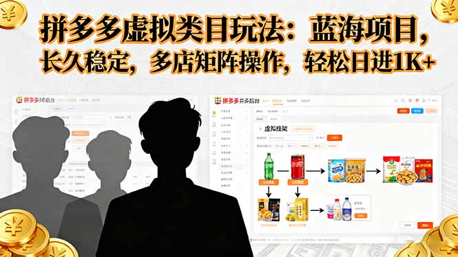 （16236期）拼多多虚拟类目玩法，蓝海项目，长久稳定，多店矩阵操作，轻松日进1K+众成网-学无止境-中创网zibi