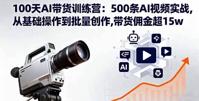 (16165期)100天AI带货训练营:500条AI视频实战,从基础操作到批量创作,带货佣金超15w众成网-学无止境-中创网zibi