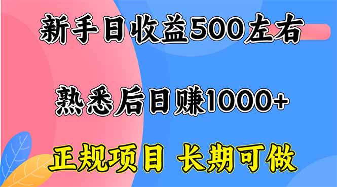 (16132期)新手日收益500+ 正规项目 长期可做众成网-学无止境-中创网zibi