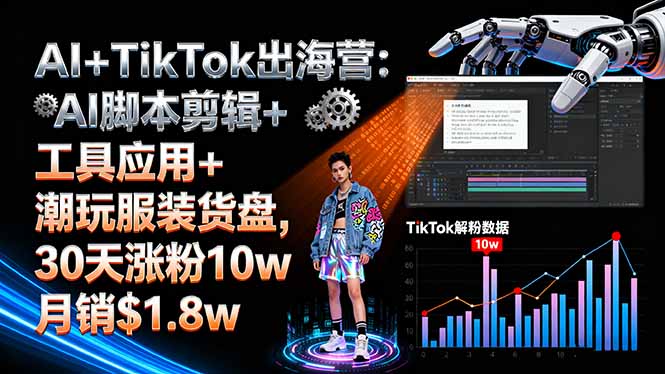 (16108期)AI+TikTok出海营:AI脚本剪辑+工具应用+潮玩服装货盘,30天涨粉10w月销$1.8w众成网-学无止境-中创网zibi