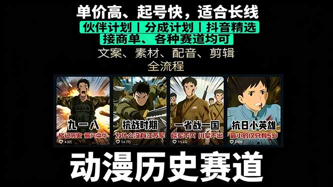 (16048期)历史动漫赛道撸分成:起号、文案、素材、配音、剪辑,单视频收益破万众成网-学无止境-中创网zibi