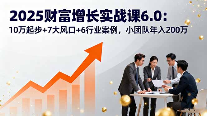(16004期)2025财富增长实战课6.0:10万起步+7大风口+6行业案例,小团队年入200万众成网-学无止境-中创网zibi