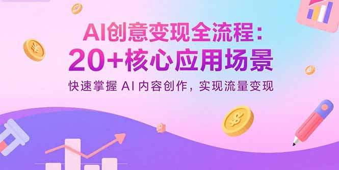 (15915期)AI创意变现全流程:20+核心应用场景,快速掌握AI内容创作,实现流量变现众成网-学无止境-中创网zibi