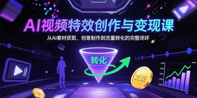（15587期）AI视频特效创作与变现课：从AI素材获取、创意制作到流量转化的完整闭环众成网-学无止境-中创网zibi