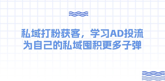 (10728期)某收费课:私域打粉获客,学习AD投流,为自己的私域囤积更多子弹众成网-学无止境-中创网zibi