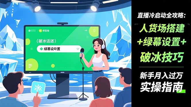 (16605期)直播冷启动全攻略:人货场搭建+绿幕设置+破冰技巧,新手月入过万实操指南众成网-学无止境-中创网zibi