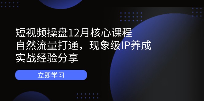 （14447期）短视频操盘12月核心课程：自然流量打通，现象级IP养成，实战经验分享众成网-学无止境-中创网zibi