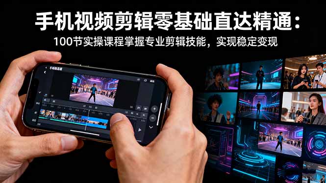 (16466期)手机视频剪辑零基础直达精通:100节实操课程掌握专业剪辑技能,实现稳...众成网-学无止境-中创网zibi