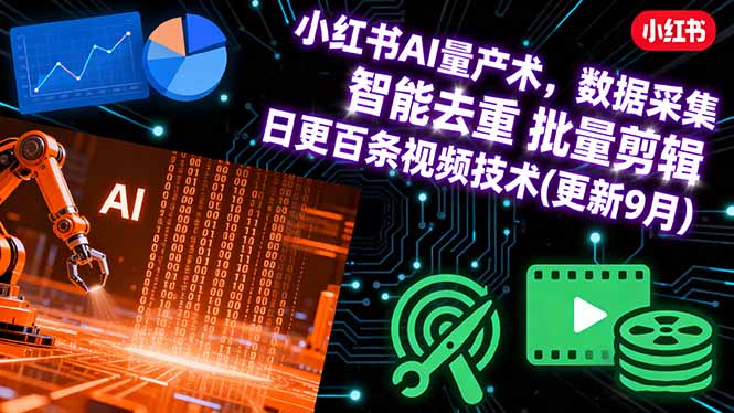 （16054期）小红书AI量产术，数据采集 智能去重 批量剪辑 日更百条视频技术(更新9月)众成网-学无止境-中创网zibi
