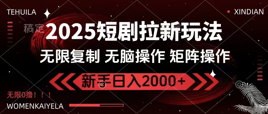 (14429期)2025短剧拉新玩法,无需注册登录,无限0撸,无脑批量操作日入2000+众成网-学无止境-中创网zibi