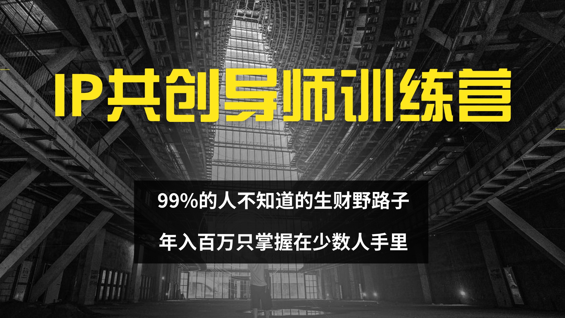 （12504期）IP共创导师训练营 99%的人不知道的生财野路子 只掌握在少数人手里众成网-学无止境-中创网zibi