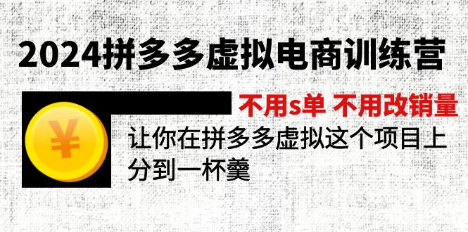 （12024期）2024拼多多虚拟电商训练营 不s单 不改销量  做虚拟项目分一杯羹(更新10节)众成网-学无止境-中创网zibi