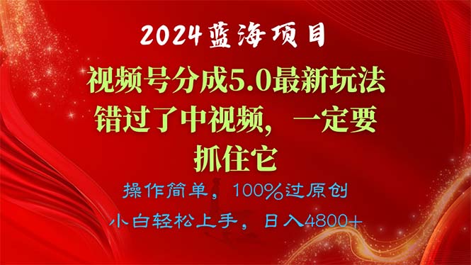 （11032期）2024蓝海项目，视频号分成计划5.0最新玩法，错过了中视频，一定要抓住...众成网-学无止境-中创网zibi