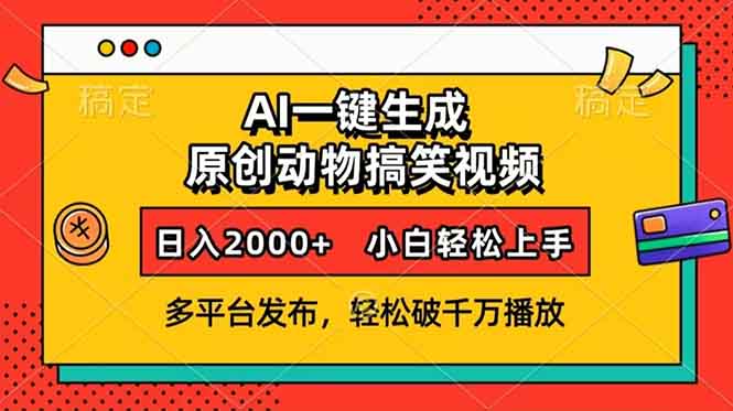 (13855期)AI一键生成动物搞笑视频,多平台发布,轻松破千万播放,日入2000+,小...众成网-学无止境-中创网zibi