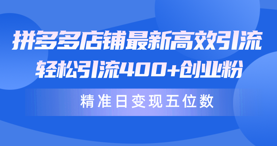 （10041期）拼多多店铺最新高效引流术，轻松引流400+创业粉，精准日变现五位数！众成网-学无止境-中创网zibi