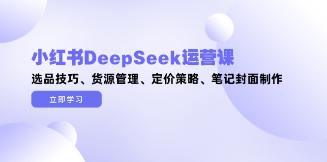 (14748期)小红书DeepSeek运营课,选品技巧、货源管理、定价策略、笔记封面制作众成网-学无止境-中创网zibi