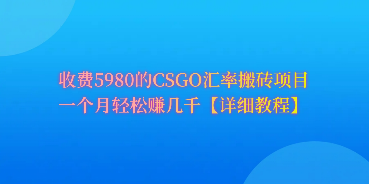 (9776期)CSGO装备搬砖,月综合收益率高达60%,你也可以!众成网-学无止境-中创网zibi