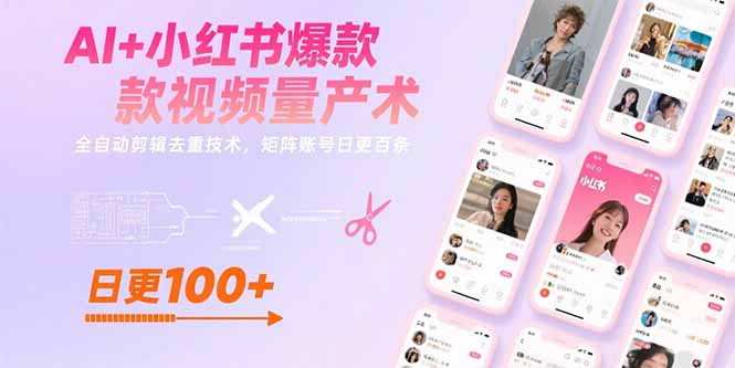 (15542期)AI+小红书爆款视频量产术:全自动剪辑去重技术,矩阵账号日更百条众成网-学无止境-中创网zibi