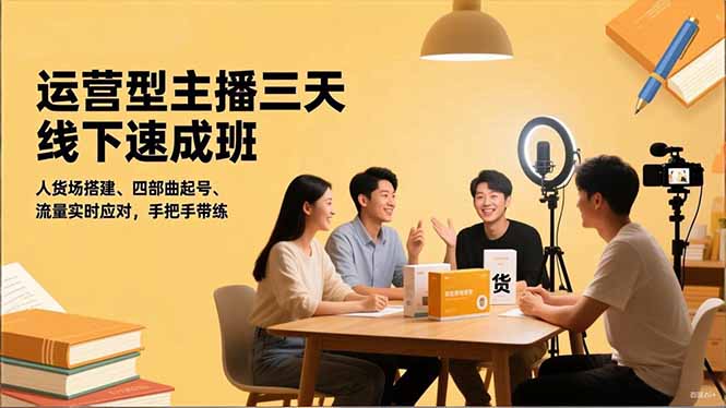 (16630期)运营型主播三天线下班,人货场搭建,四部曲起号,流量实时应对,手把手带练众成网-学无止境-中创网zibi