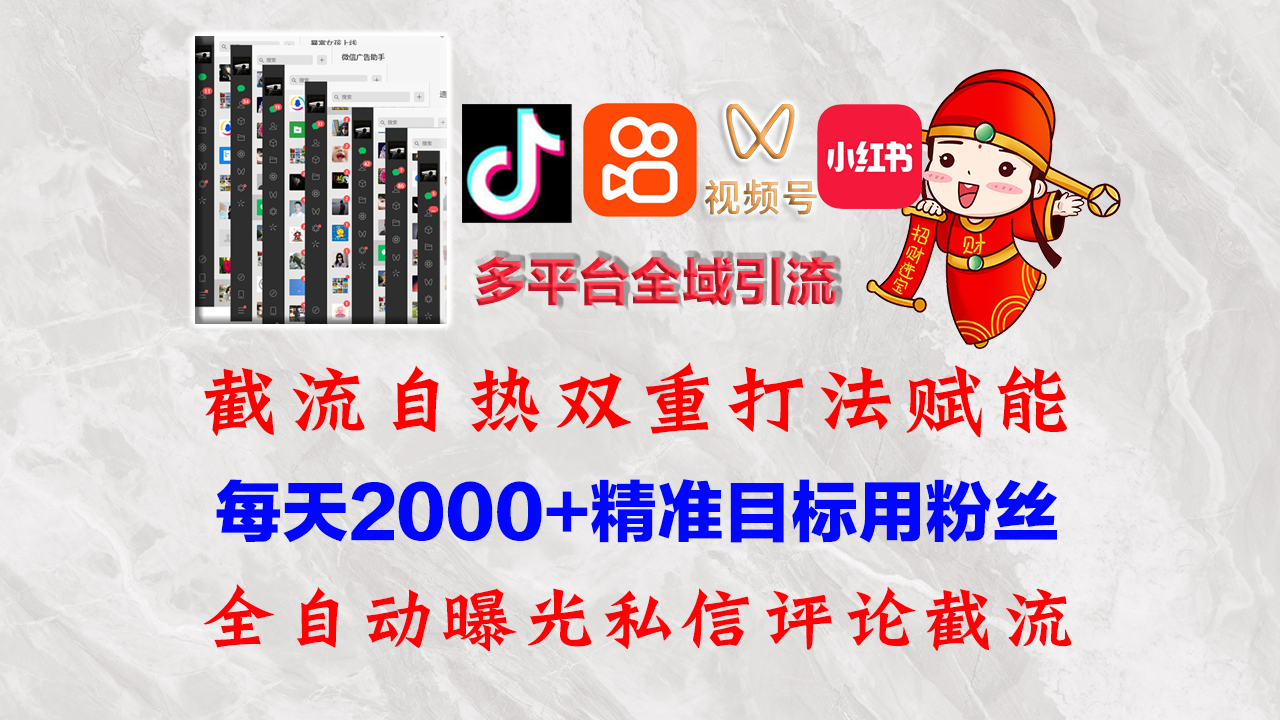 (12559期)快手,抖音,小红书,视频号多平台全自动引流获客系统 精准全域引流,...众成网-学无止境-中创网zibi