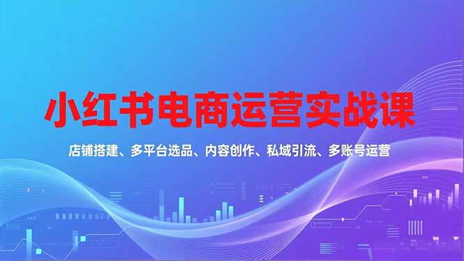 （16695期）小红书电商运营实战课，店铺搭建、多平台选品、内容创作、私域引流、多账号运营等玩法众成网-学无止境-中创网zibi