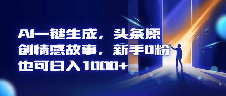 （16581期）AI一键生成，头条原创情感故事，新手0粉也可日入1000+众成网-学无止境-中创网zibi