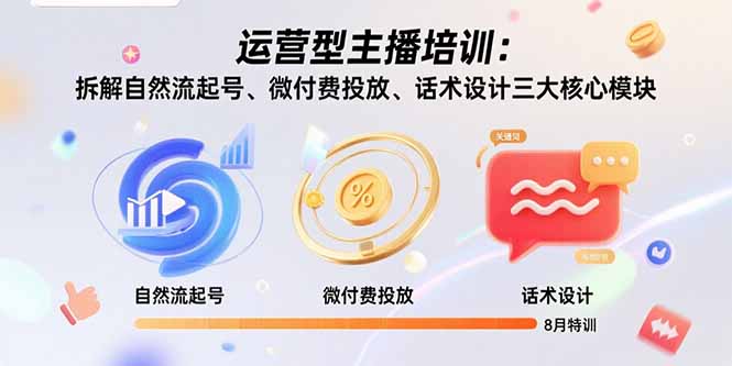 （15654期）运营型主播培训：拆解自然流起号、微付费投放、话术设计三大核心模块-8月众成网-学无止境-中创网zibi