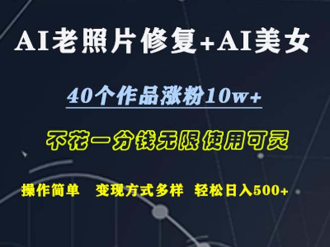 （12489期）AI老照片修复+AI美女玩发  40个作品涨粉10w+  不花一分钱使用可灵  操...众成网-学无止境-中创网zibi