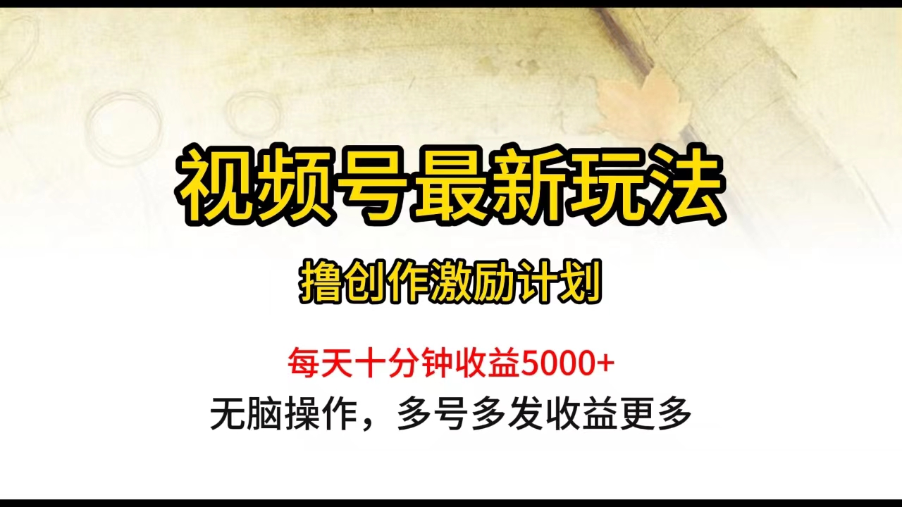(10087期)视频号最新玩法,每日一小时月入5000+众成网-学无止境-中创网zibi