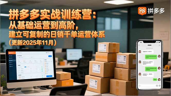 （16700期）拼多多实战训练营：从基础运营到高阶，建立可复制的日销千单运营体系（更新11月）众成网-学无止境-中创网zibi