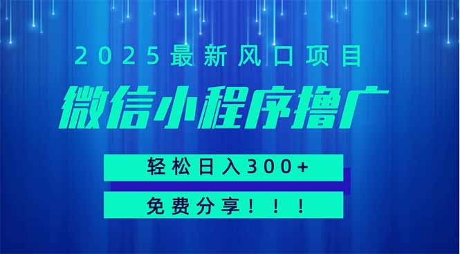 （14375期）微信小程序撸广，最新风口项目，日入300+ 免费分享 可批量操作 小白可...众成网-学无止境-中创网zibi