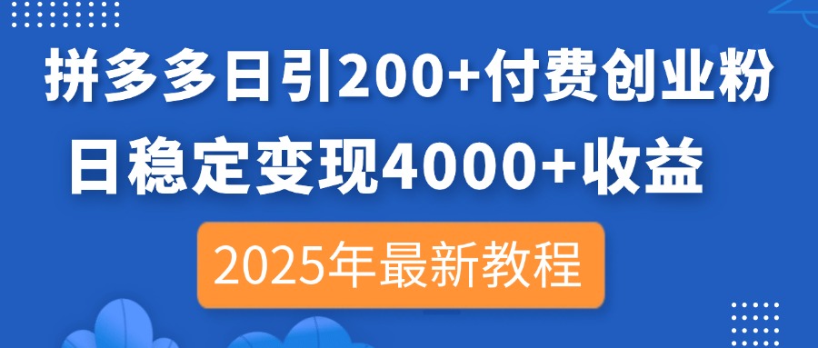 (14217期)拼多多日引200+付费创业粉,日稳定变现4000+收益,2025年最新教程众成网-学无止境-中创网zibi