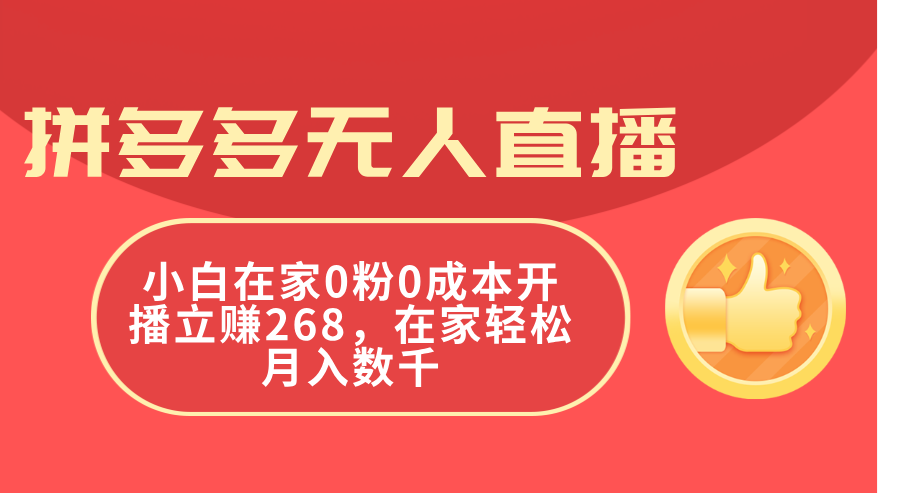 （11521期）拼多多无人直播，小白在家0粉0成本开播立赚268，在家轻松月入数千众成网-学无止境-中创网zibi