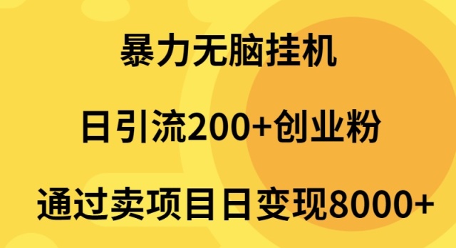 （9788期）暴力无脑挂机日引流200+创业粉通过卖项目日变现2000+众成网-学无止境-中创网zibi