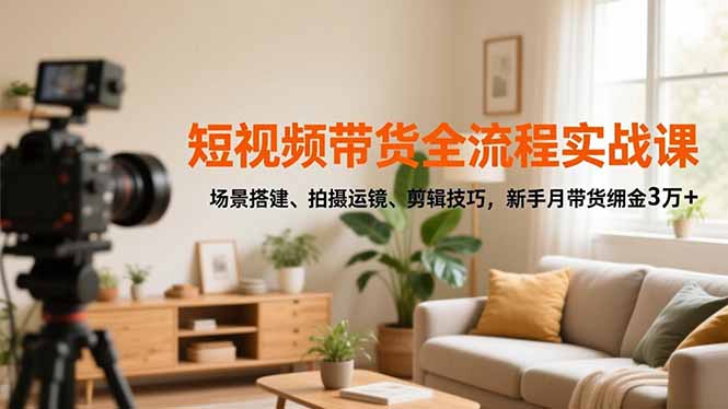 (16679期)短视频带货全流程实战课,场景搭建、拍摄运镜、剪辑技巧,新手月带货佣金3万+众成网-学无止境-中创网zibi