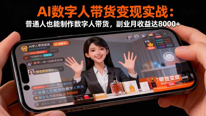 (16377期)AI数字人带货变现实战:普通人也能制作数字人带货,副业月收益达8000+众成网-学无止境-中创网zibi