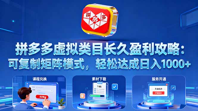 (16283期)拼多多虚拟类目长久盈利攻略:可复制矩阵模式,轻松达成日入 1000+众成网-学无止境-中创网zibi