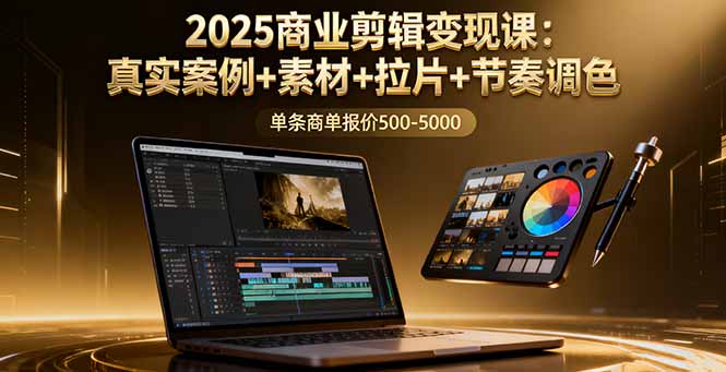 (16130期)2025商业剪辑变现课:真实案例+素材+拉片+节奏调色,单条商单报价500-5000众成网-学无止境-中创网zibi