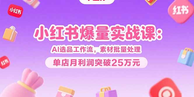 (15462期)小红书爆量实战课:AI选品工作流,素材批量处理,单店月利润突破25万元众成网-学无止境-中创网zibi